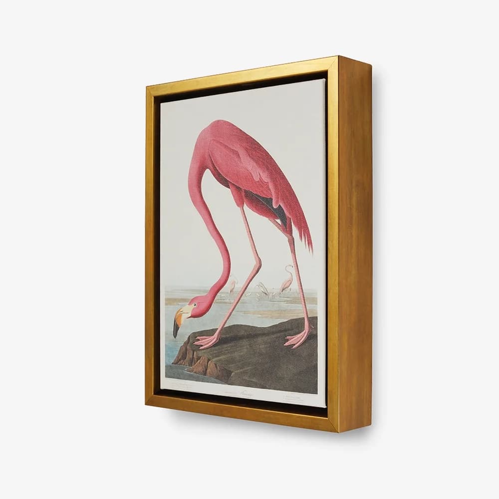 Floating framed canvas in gold finish